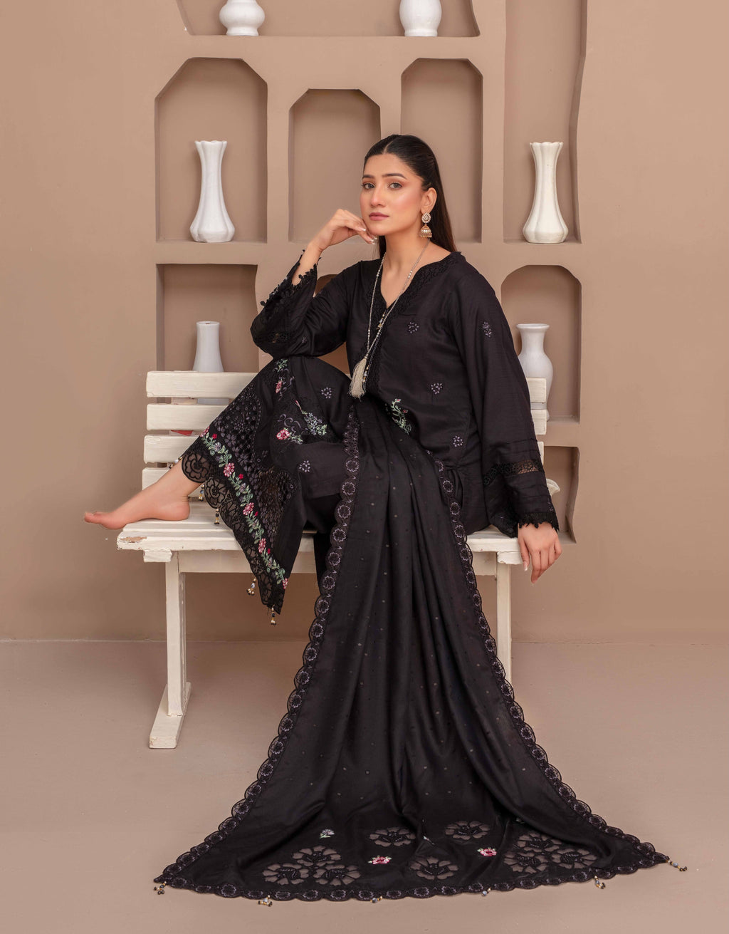 RAKHNA Rainbow – Premium Dyed Stripe Viscose Embroidered 3-Piece Suit