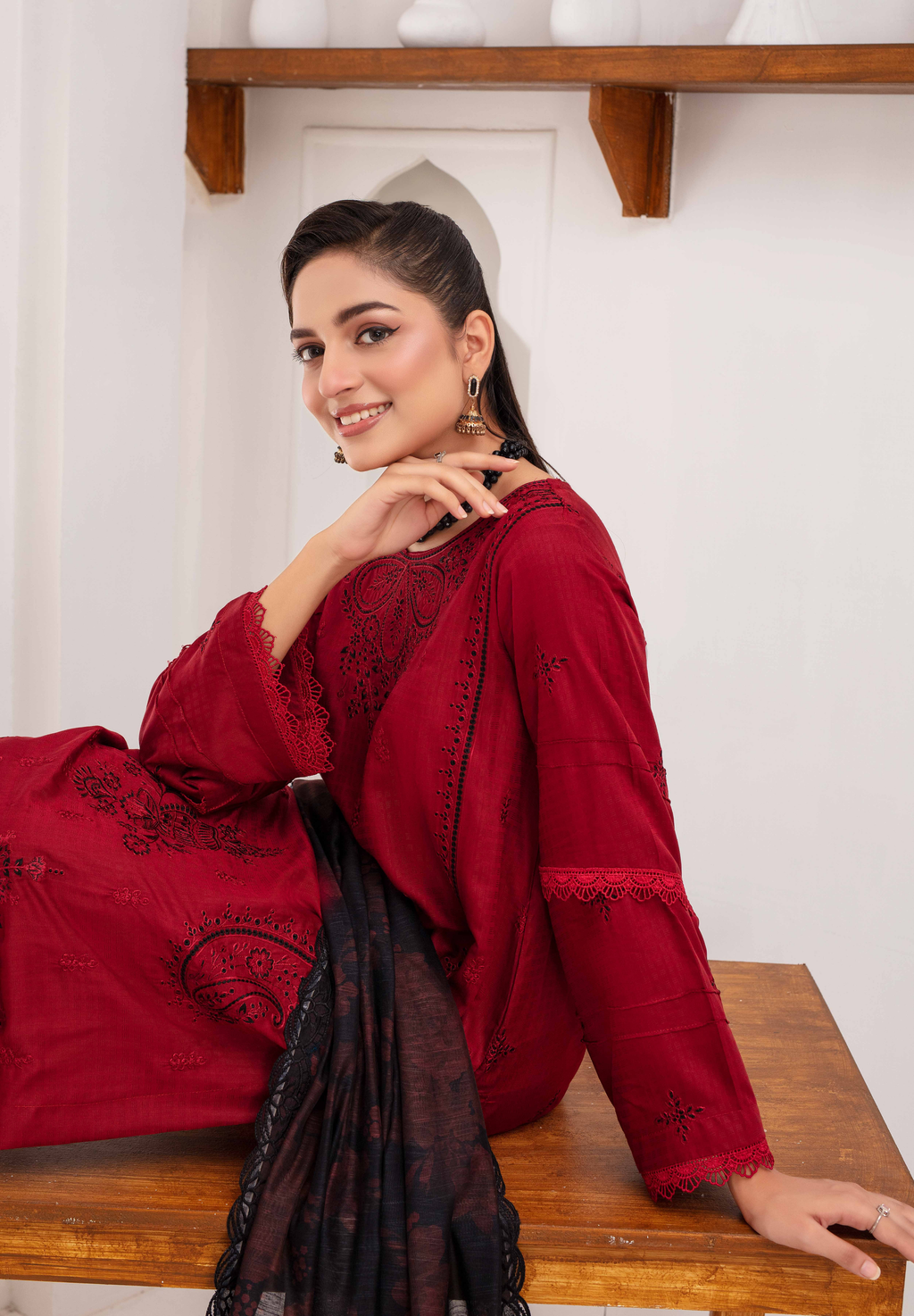 RAKHNA Zamna Exclusive Viscose Embroidered Suit (3-Piece)