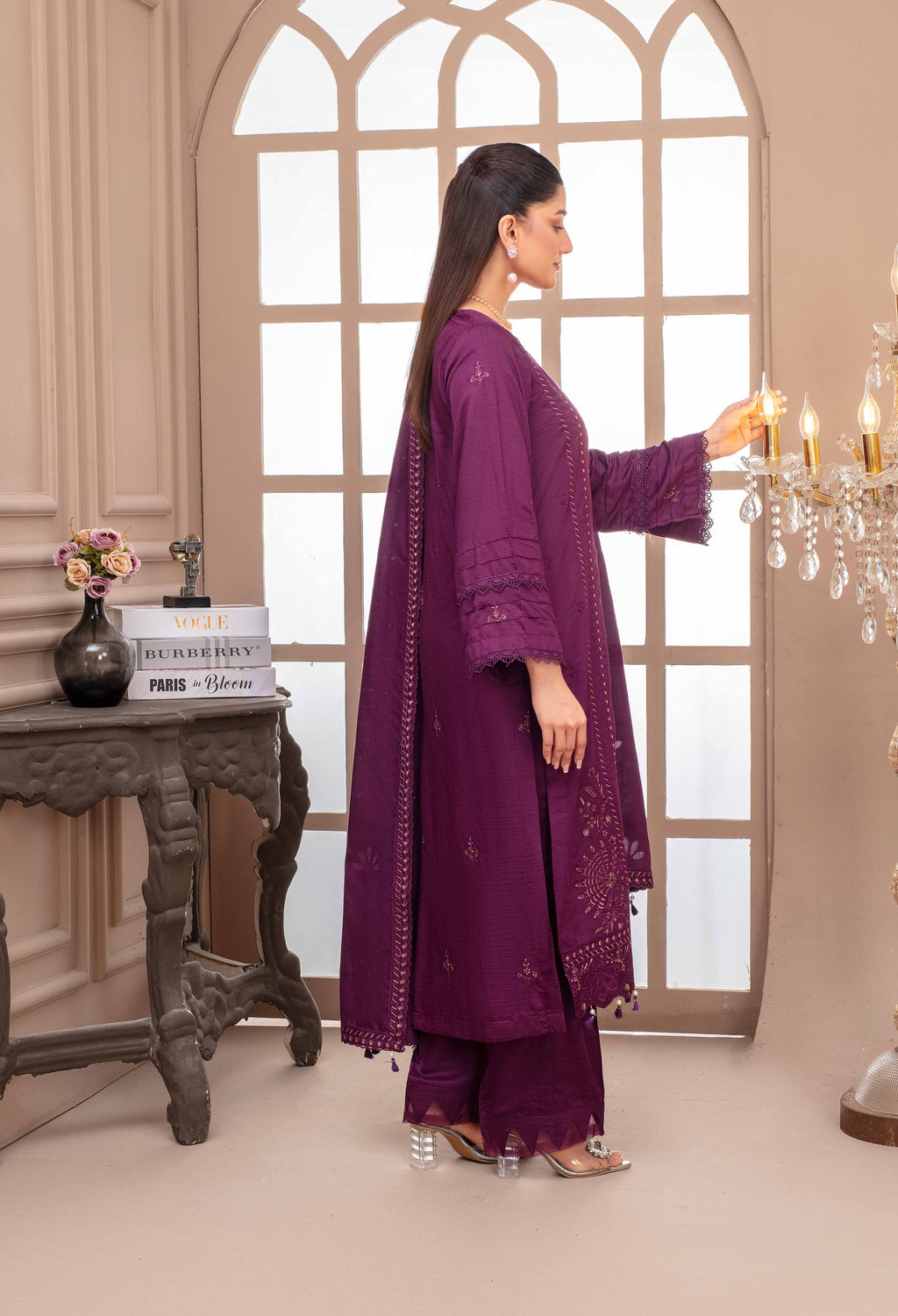 RAKHNA Rainbow – Premium Dyed Stripe Viscose Embroidered 3-Piece Suit