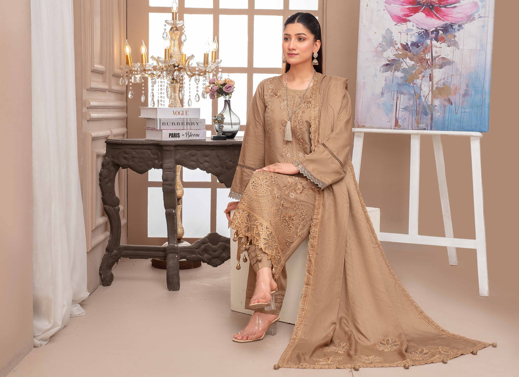 RAKHNA Rainbow – Premium Dyed Stripe Viscose Embroidered 3-Piece Suit