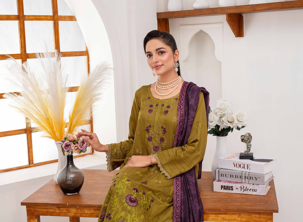 RAKHNA Zamna Exclusive Viscose Embroidered Suit (3-Piece)