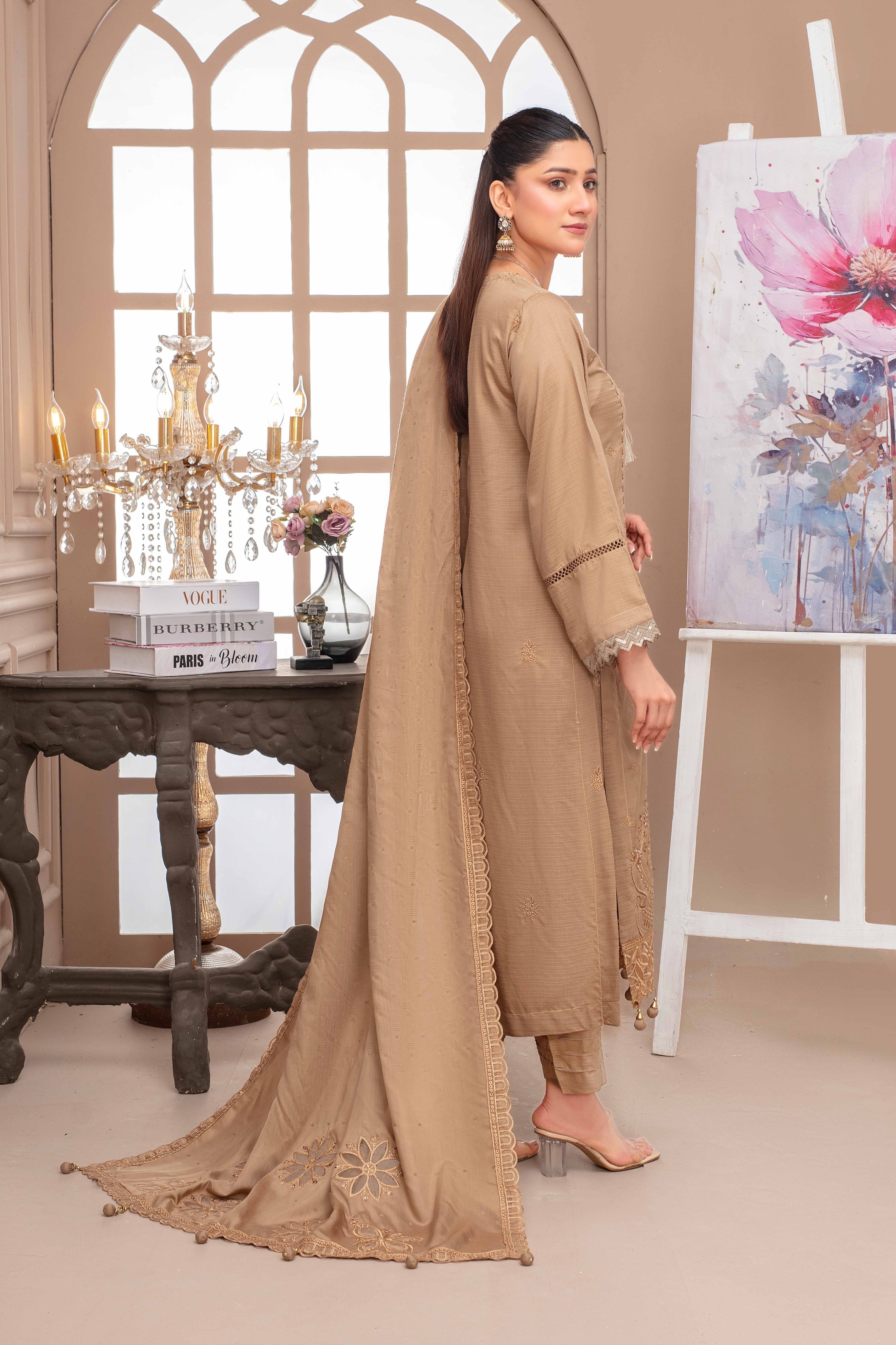 RAKHNA Rainbow – Premium Dyed Stripe Viscose Embroidered 3-Piece Suit