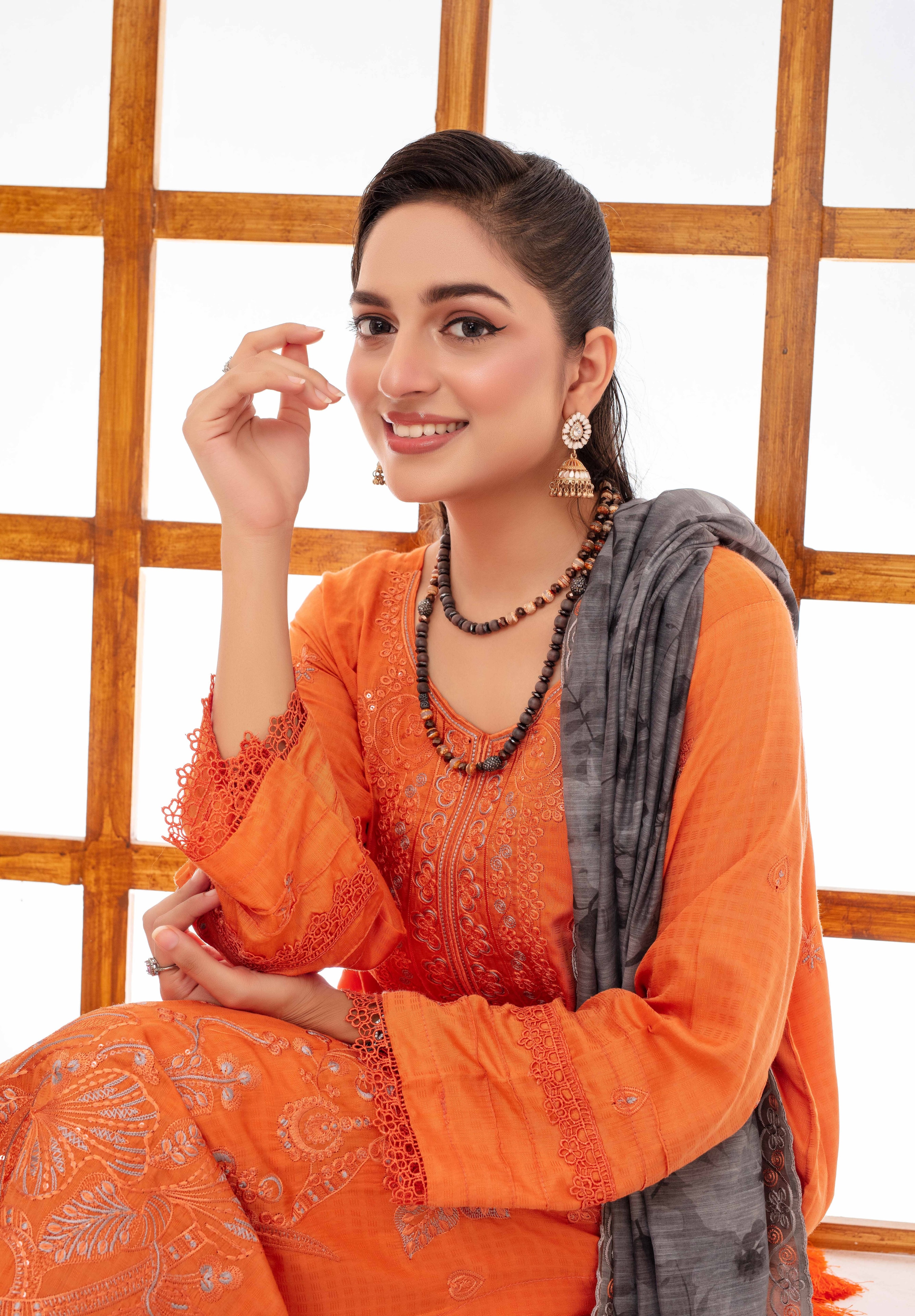 RAKHNA Zamna Exclusive Viscose Embroidered Suit (3-Piece)