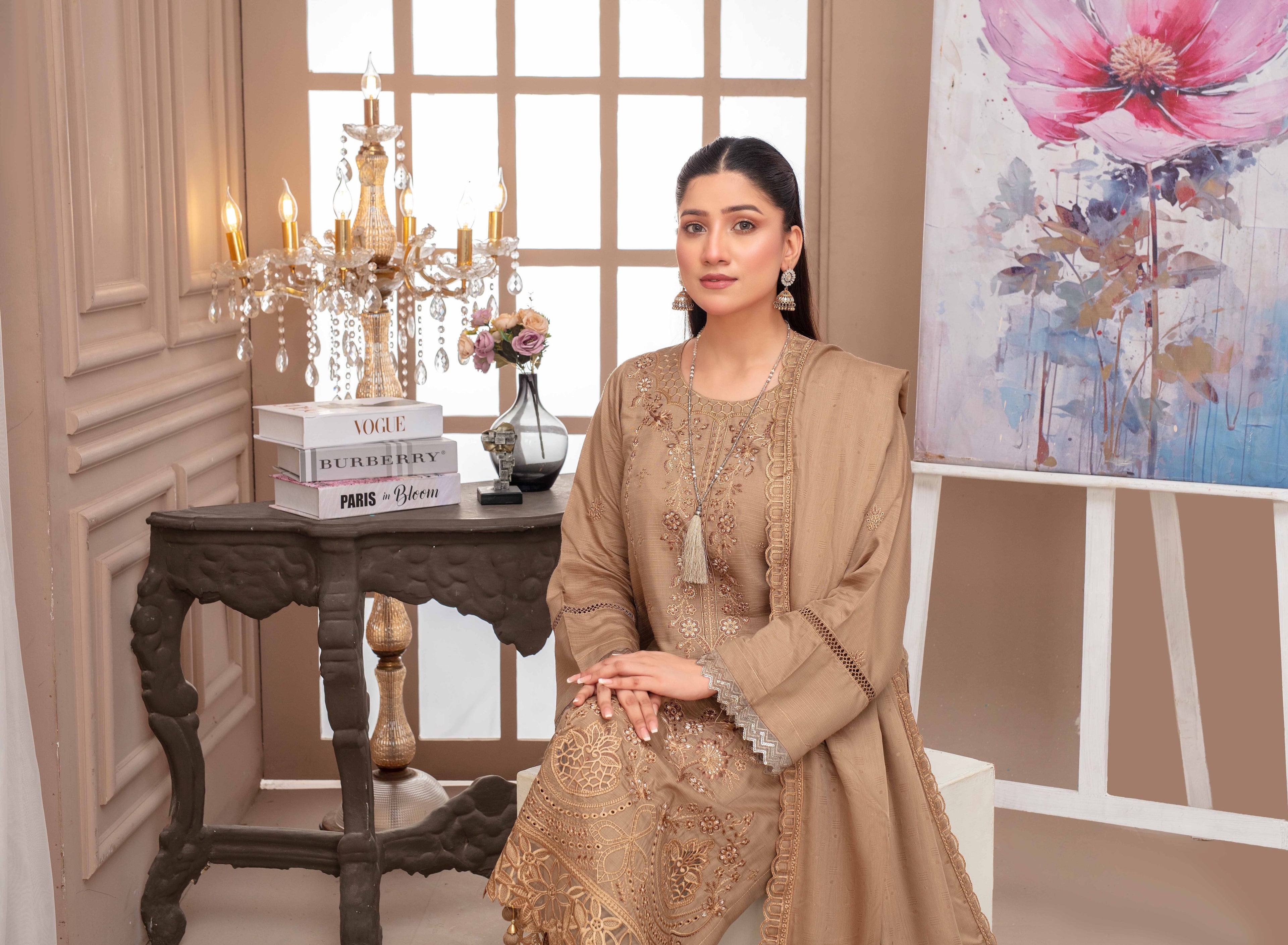 RAKHNA Rainbow – Premium Dyed Stripe Viscose Embroidered 3-Piece Suit