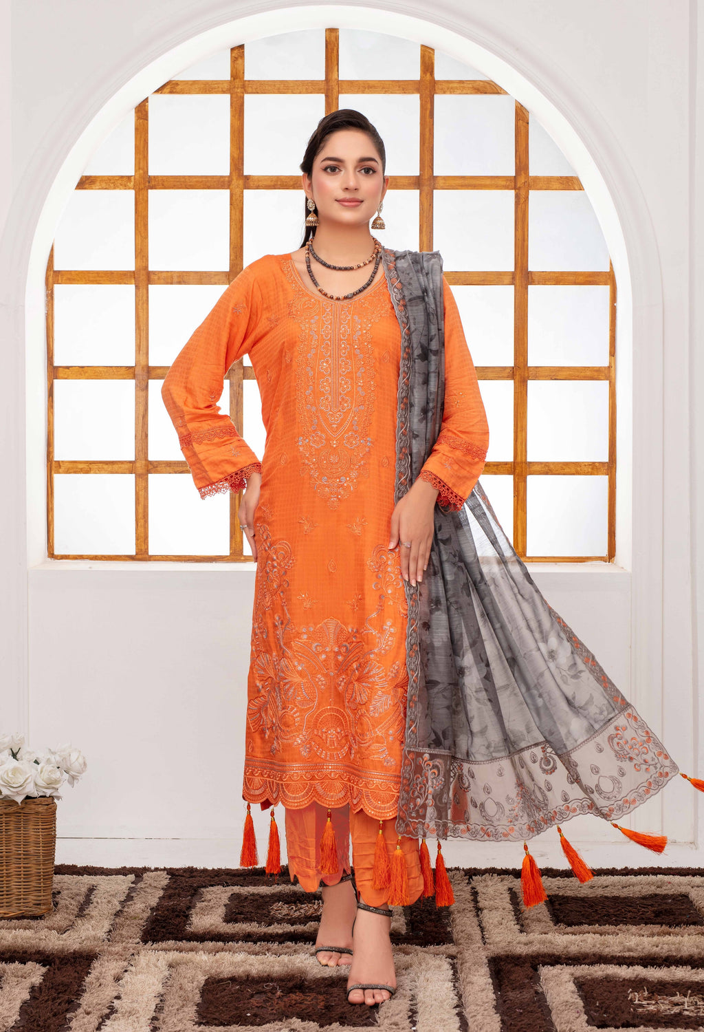 RAKHNA Zamna Exclusive Viscose Embroidered Suit (3-Piece)