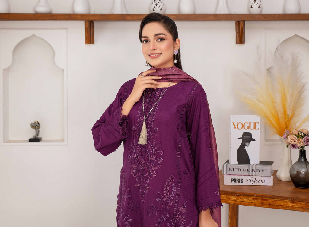 RAKHNA Zamna Exclusive Viscose Embroidered Suit (3-Piece)