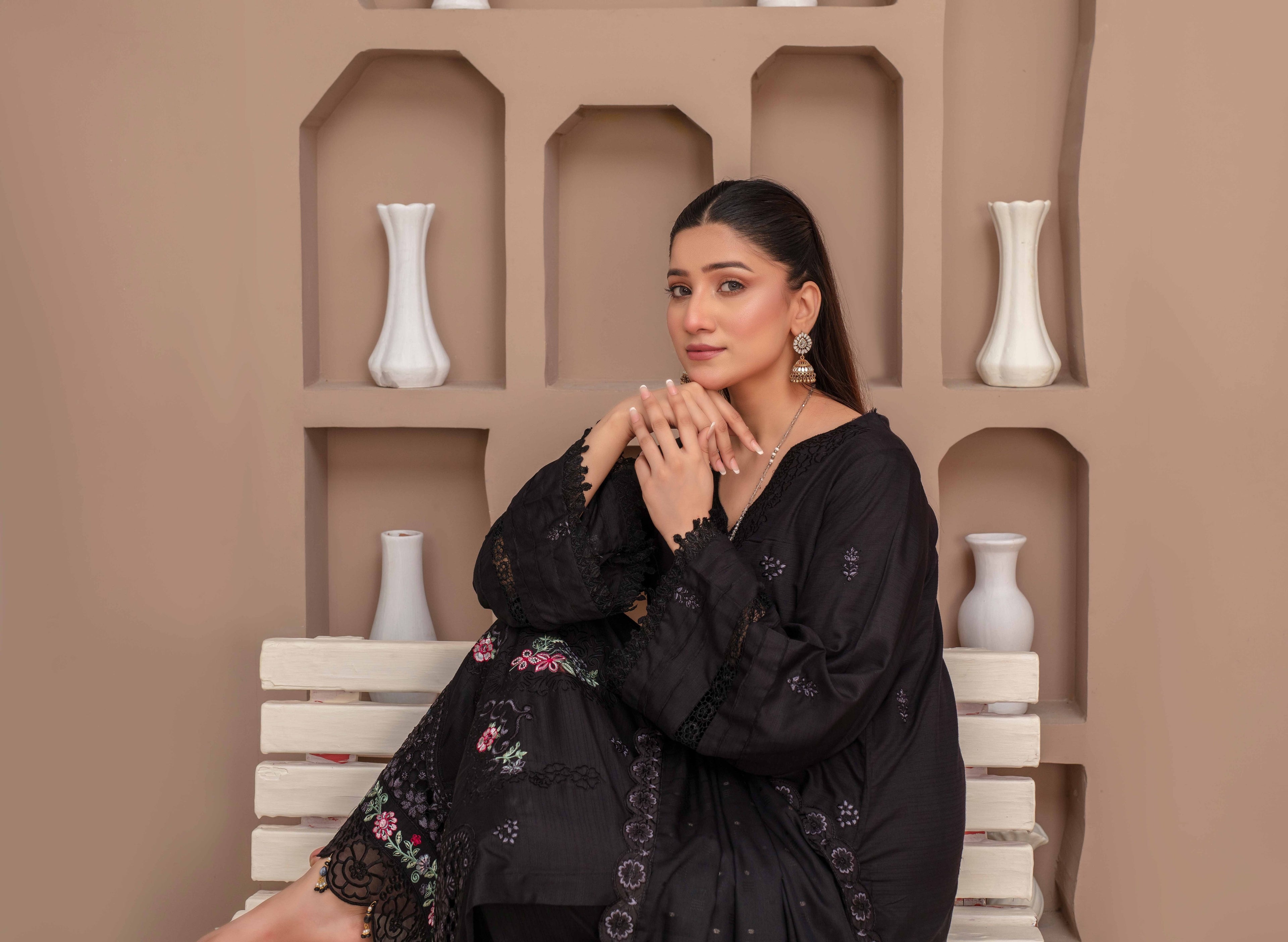 RAKHNA Rainbow – Premium Dyed Stripe Viscose Embroidered 3-Piece Suit