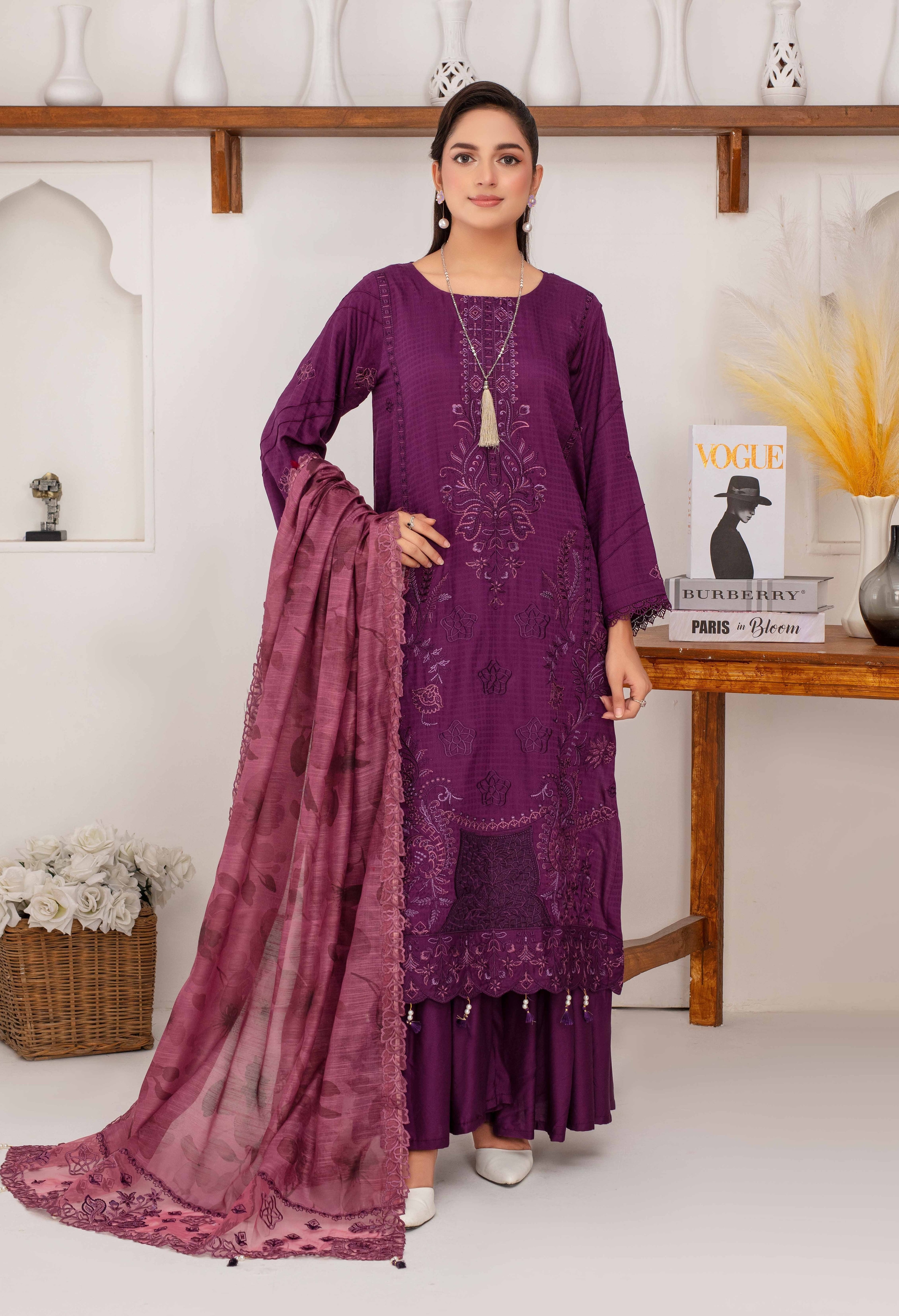 RAKHNA Zamna Exclusive Viscose Embroidered Suit (3-Piece)