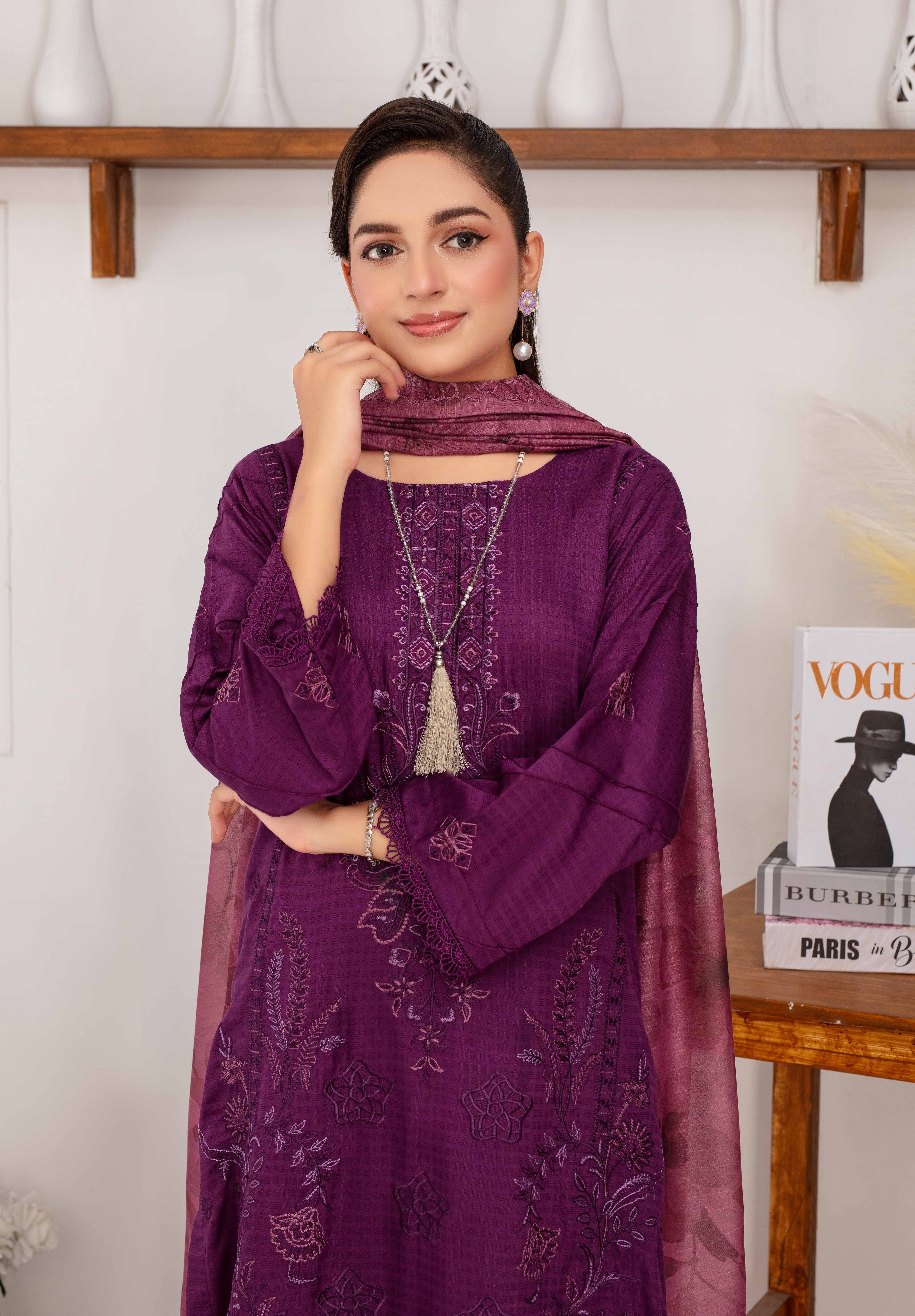 RAKHNA Zamna Exclusive Viscose Embroidered Suit (3-Piece)