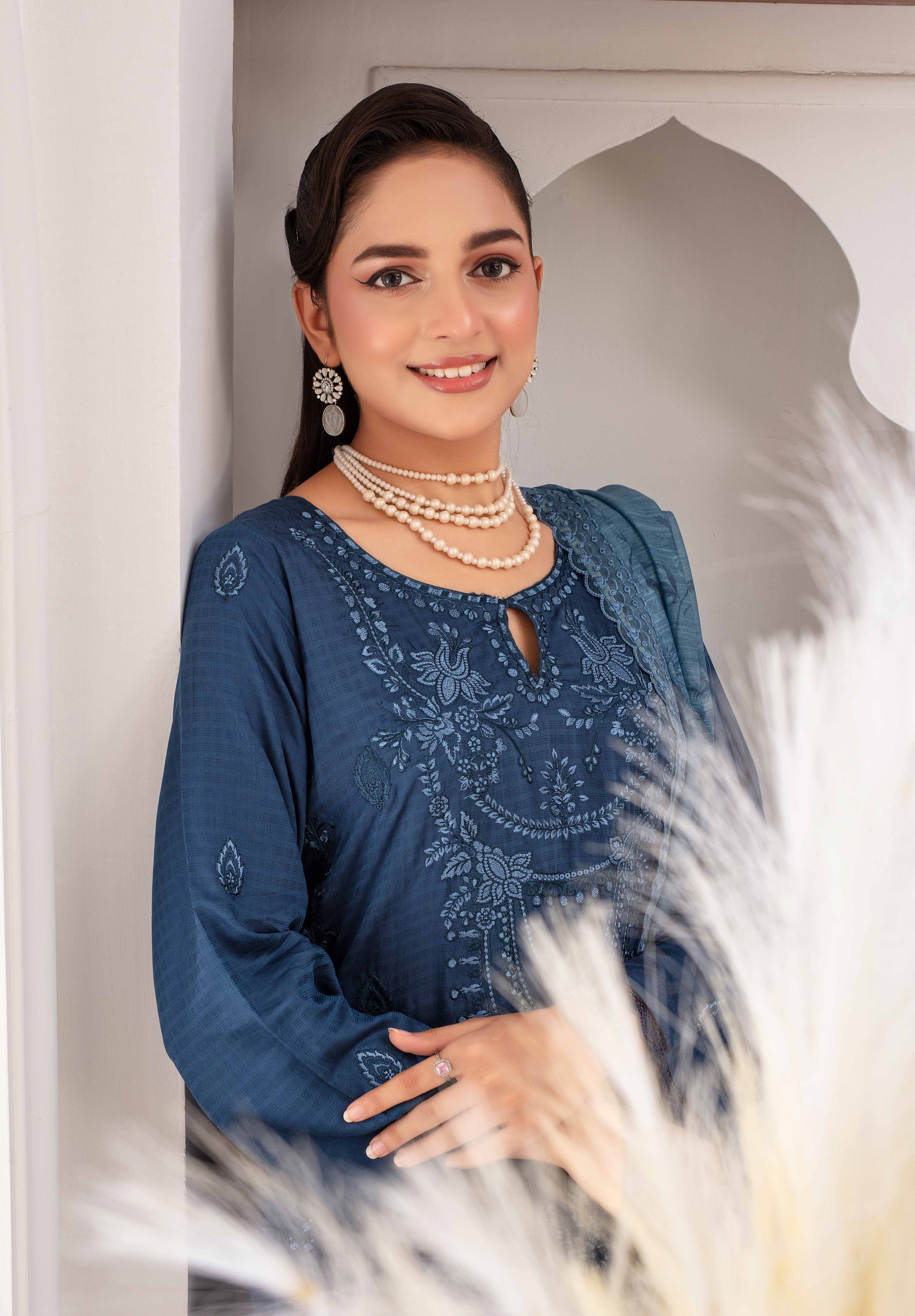 RAKHNA Zamna Exclusive Viscose Embroidered Suit (3-Piece)