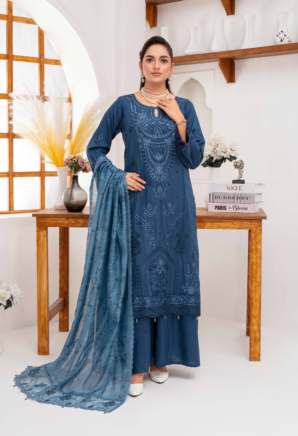 RAKHNA Zamna Exclusive Viscose Embroidered Suit (3-Piece)