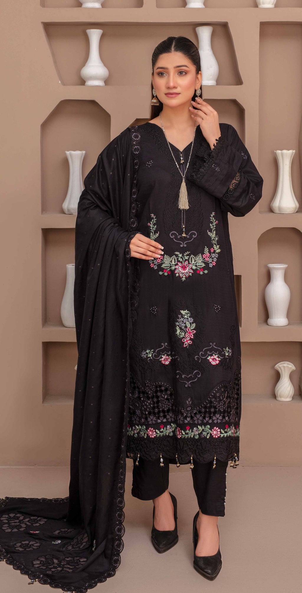 RAKHNA Rainbow – Premium Dyed Stripe Viscose Embroidered 3-Piece Suit