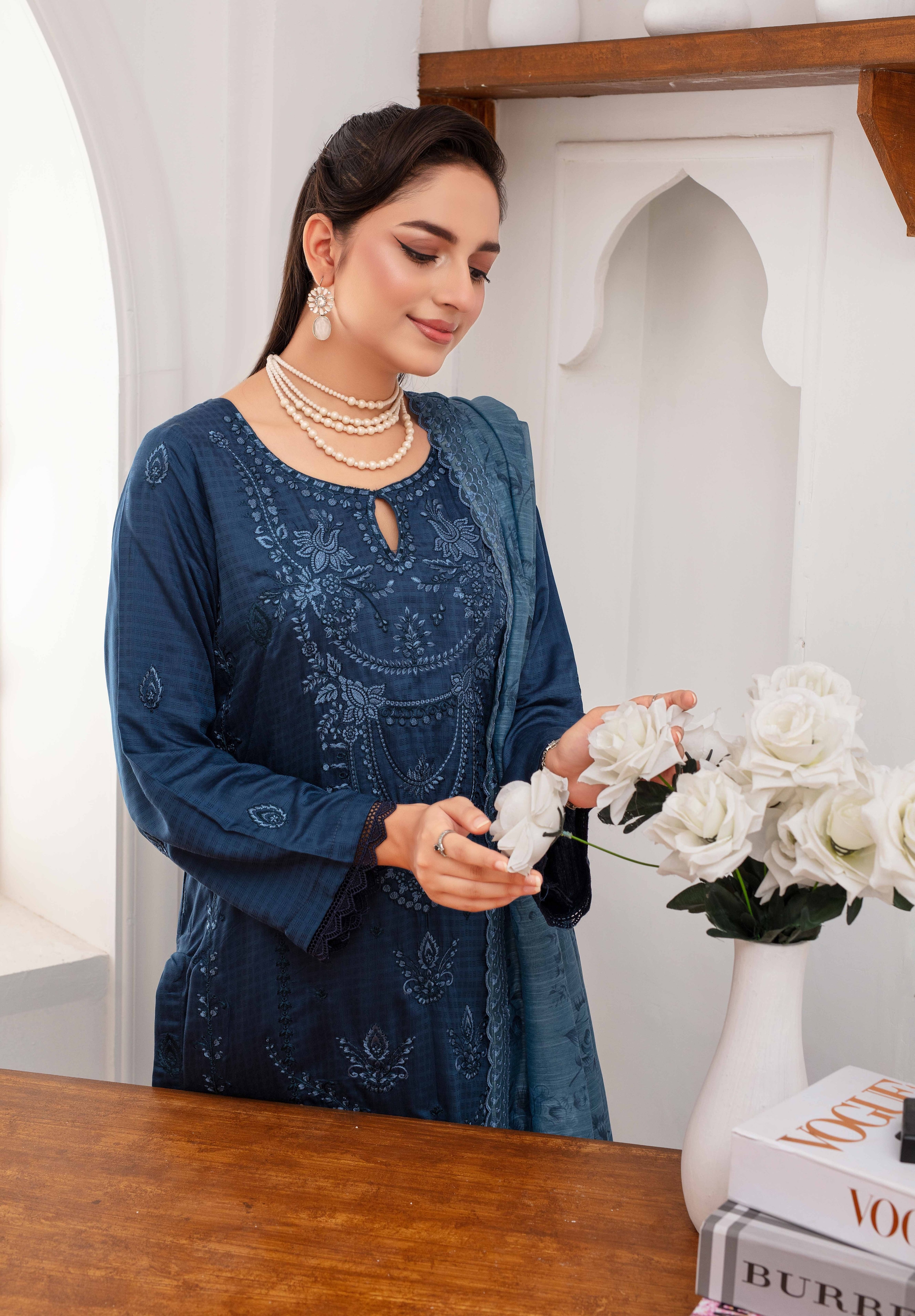 RAKHNA Zamna Exclusive Viscose Embroidered Suit (3-Piece)