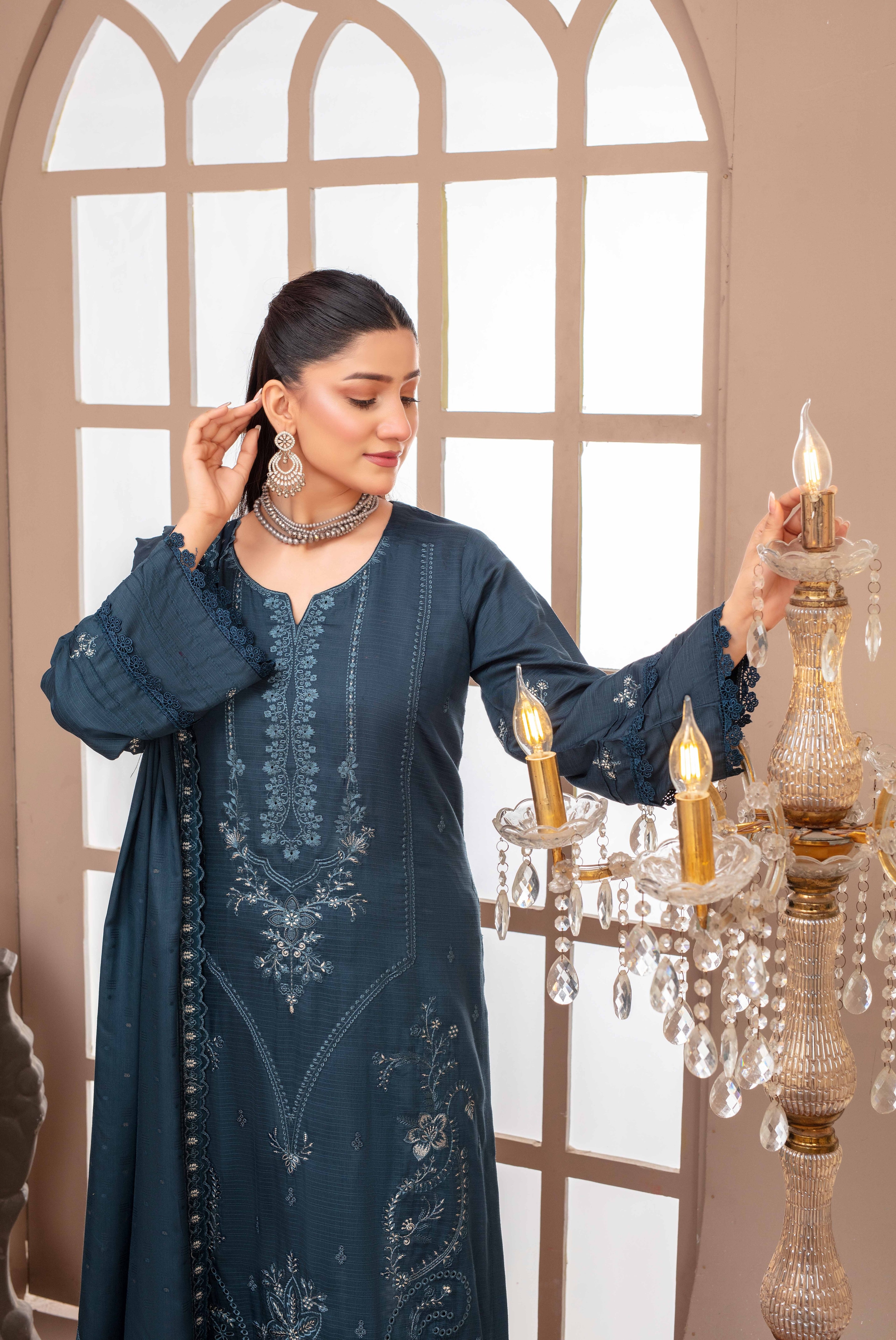 RAKHNA Rainbow – Premium Dyed Stripe Viscose Embroidered 3-Piece Suit