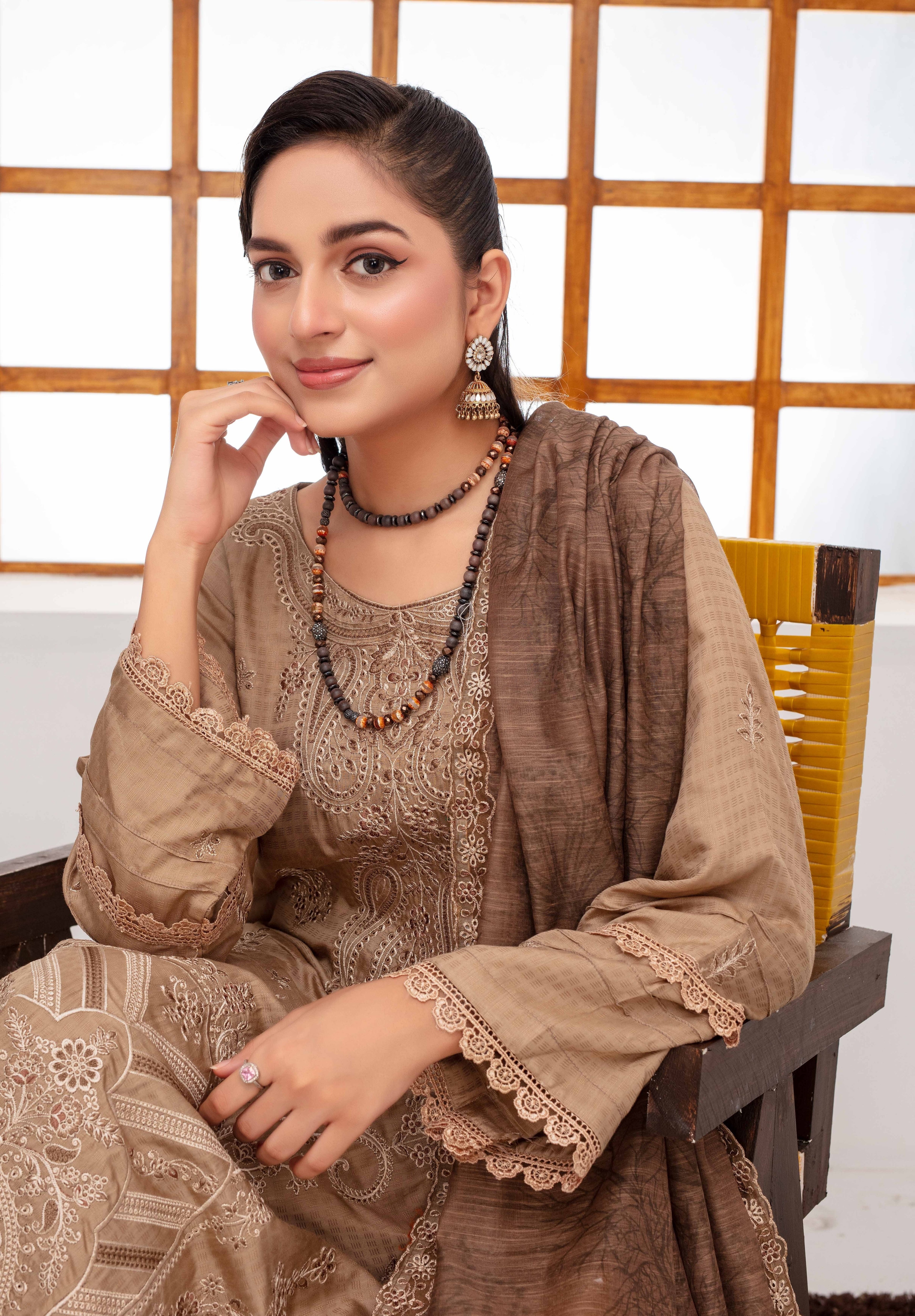 RAKHNA Zamna Exclusive Viscose Embroidered Suit (3-Piece)