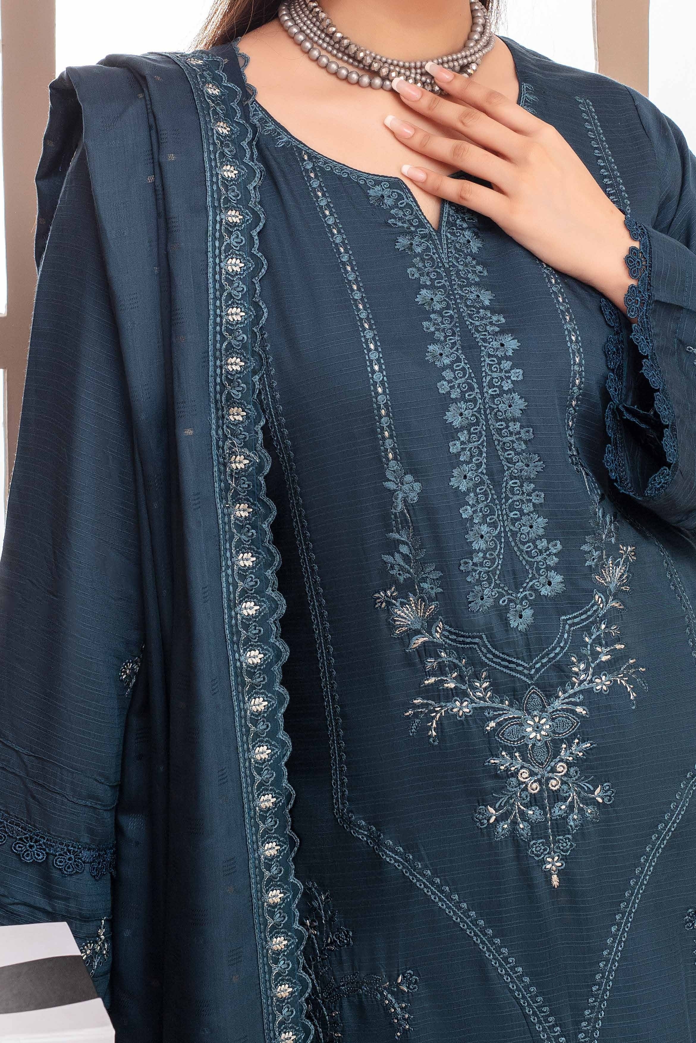 RAKHNA Rainbow – Premium Dyed Stripe Viscose Embroidered 3-Piece Suit