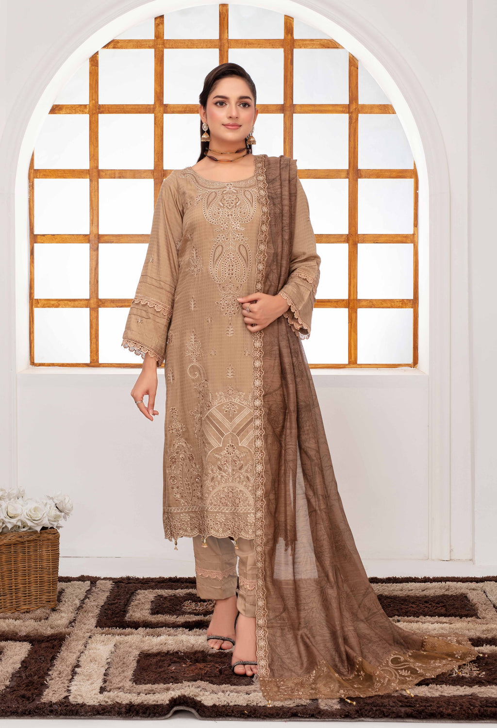 RAKHNA Zamna Exclusive Viscose Embroidered Suit (3-Piece)