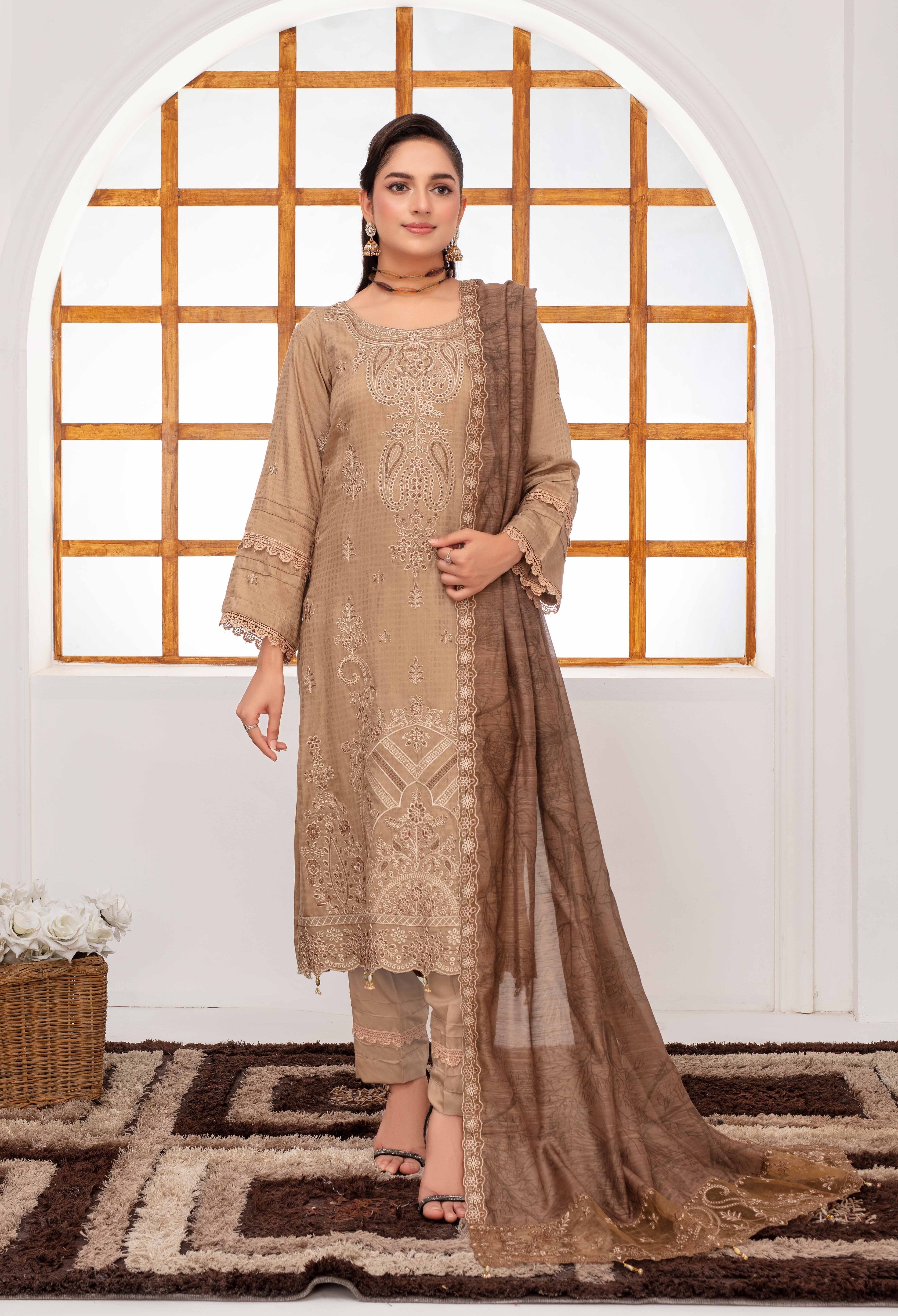 RAKHNA Zamna Exclusive Viscose Embroidered Suit (3-Piece)