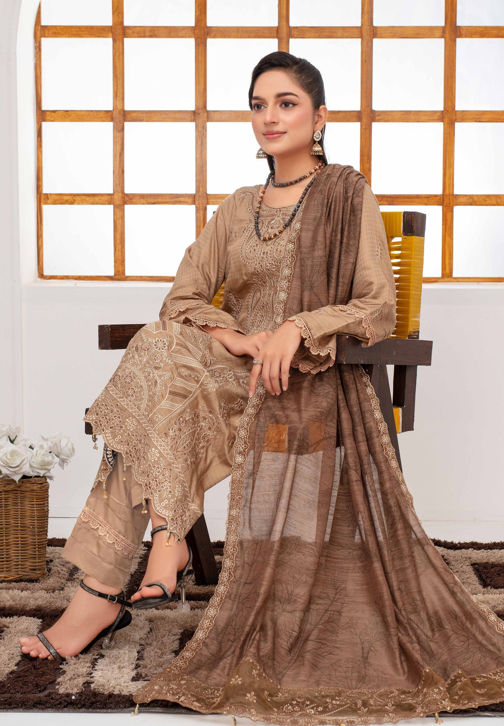 RAKHNA Zamna Exclusive Viscose Embroidered Suit (3-Piece)