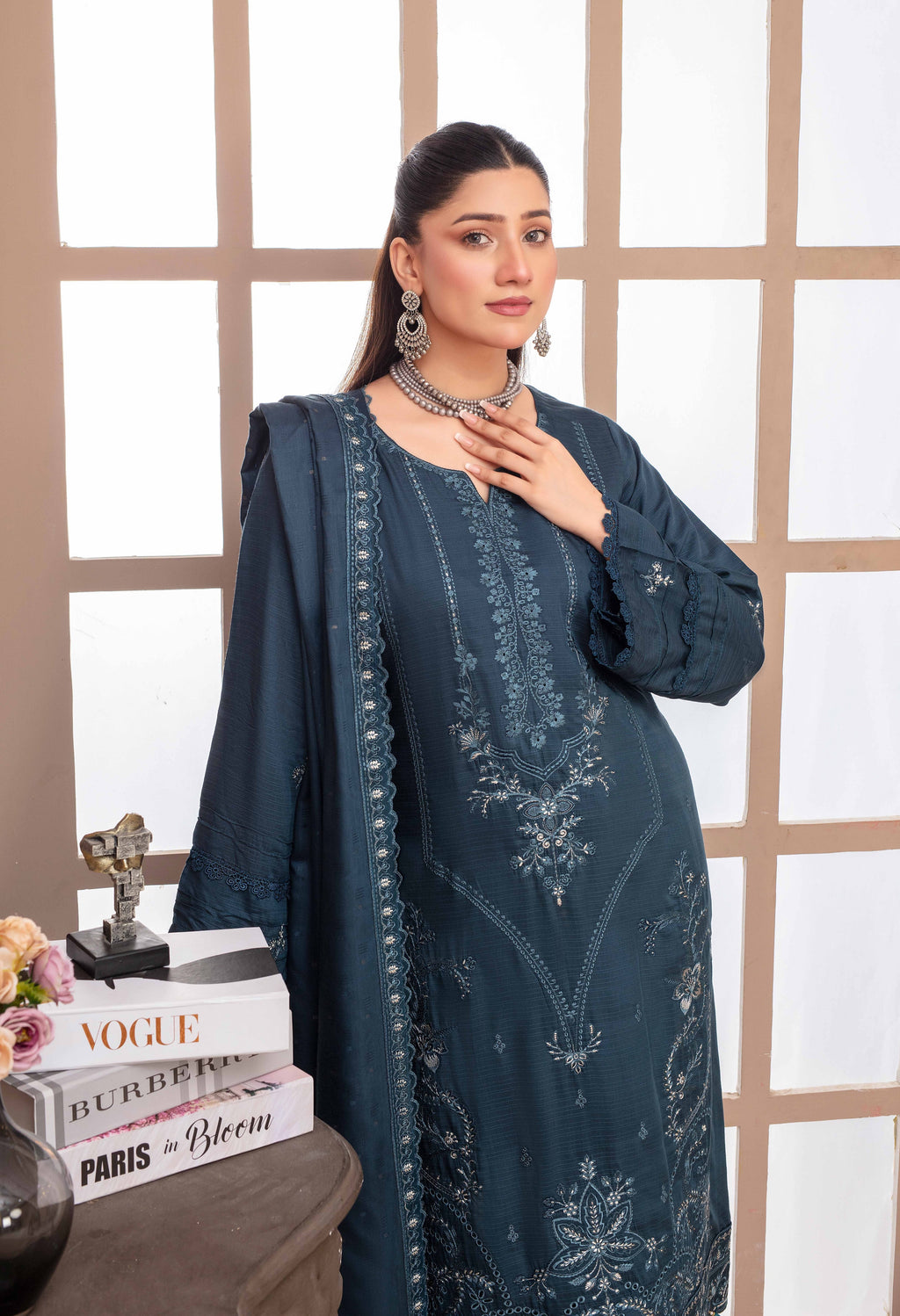 RAKHNA Rainbow – Premium Dyed Stripe Viscose Embroidered 3-Piece Suit