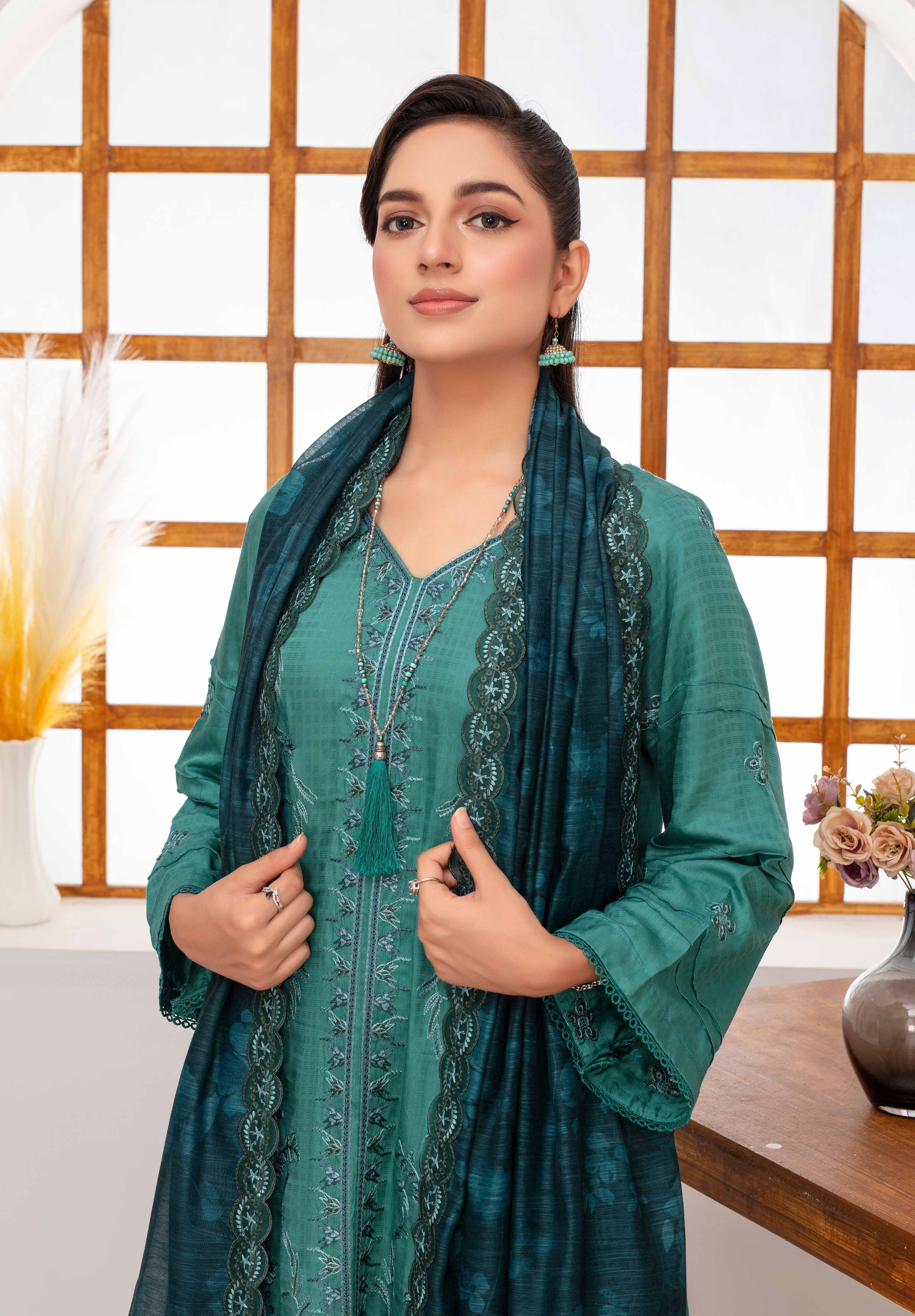 RAKHNA Zamna Exclusive Viscose Embroidered Suit (3-Piece)