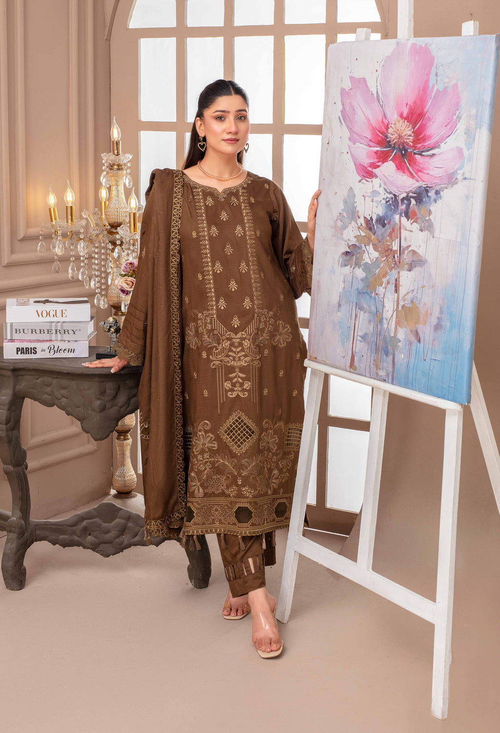 RAKHNA Rainbow – Premium Dyed Stripe Viscose Embroidered 3-Piece Suit