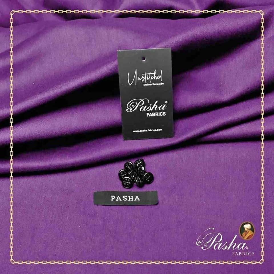 Pasha Wash & Wear Summer Suit Fabric – 4 Meter Standard Cutting with Buttons & Brand Tag