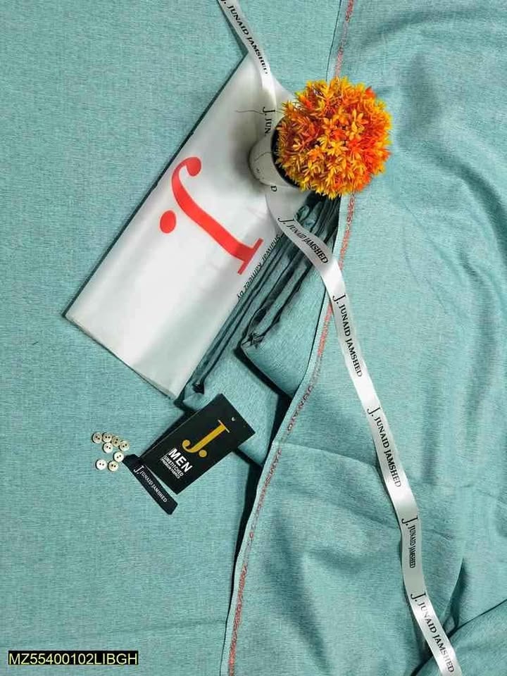 J. Men’s Wash & Wear Summer Suit – 4 Meter Unstitched Fabric with Buttons & Brand Tag