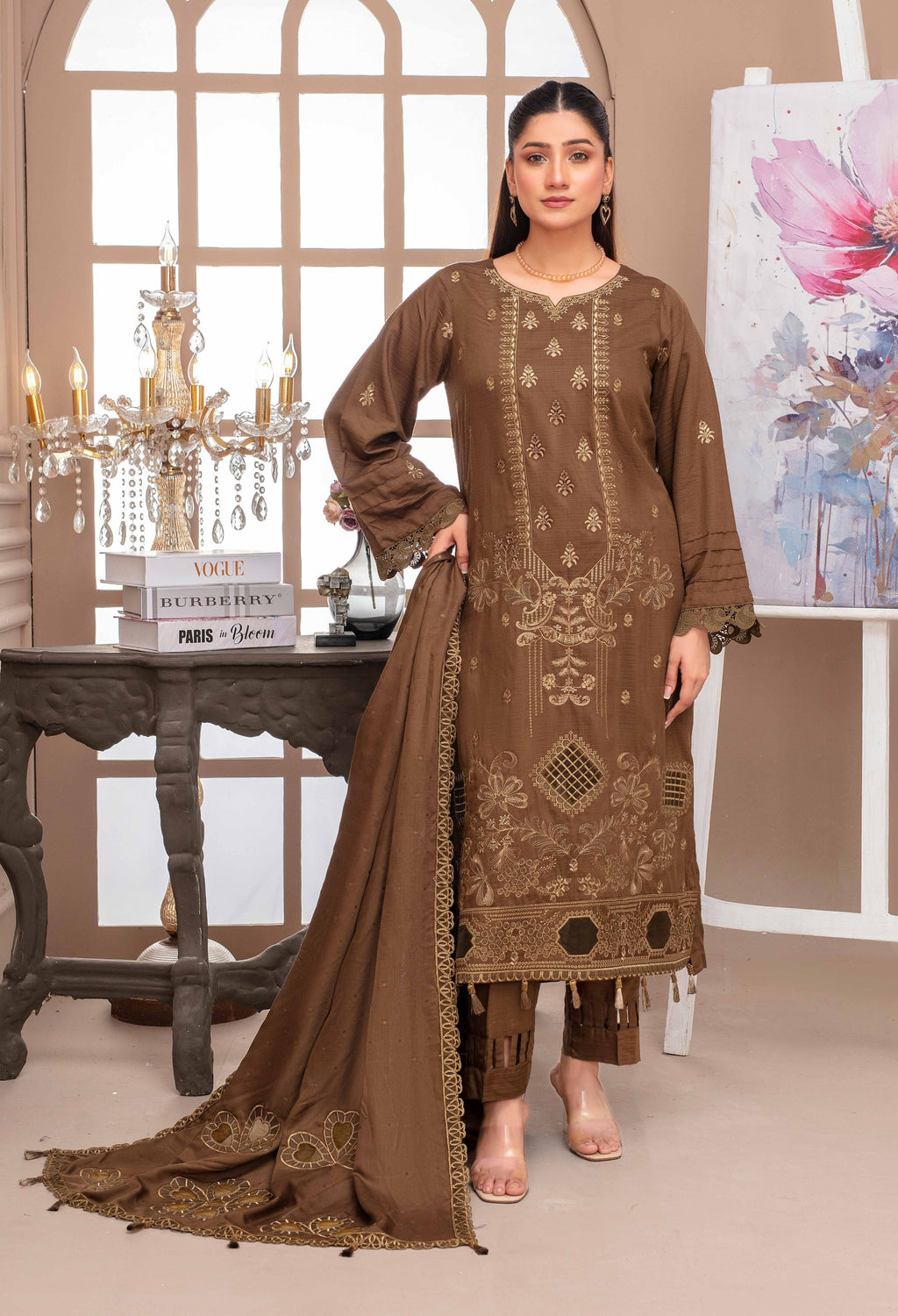 RAKHNA Rainbow – Premium Dyed Stripe Viscose Embroidered 3-Piece Suit