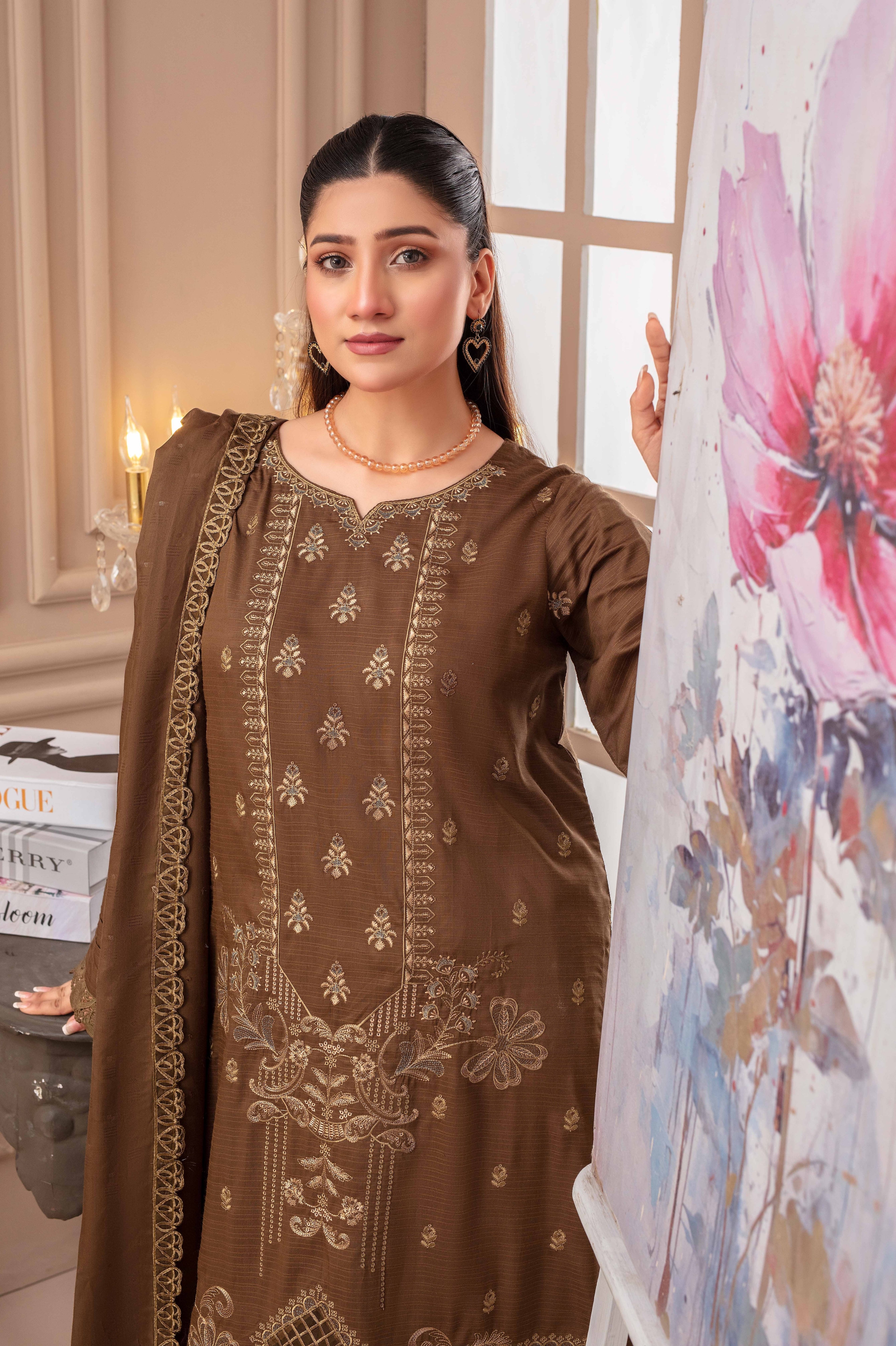 RAKHNA Rainbow – Premium Dyed Stripe Viscose Embroidered 3-Piece Suit