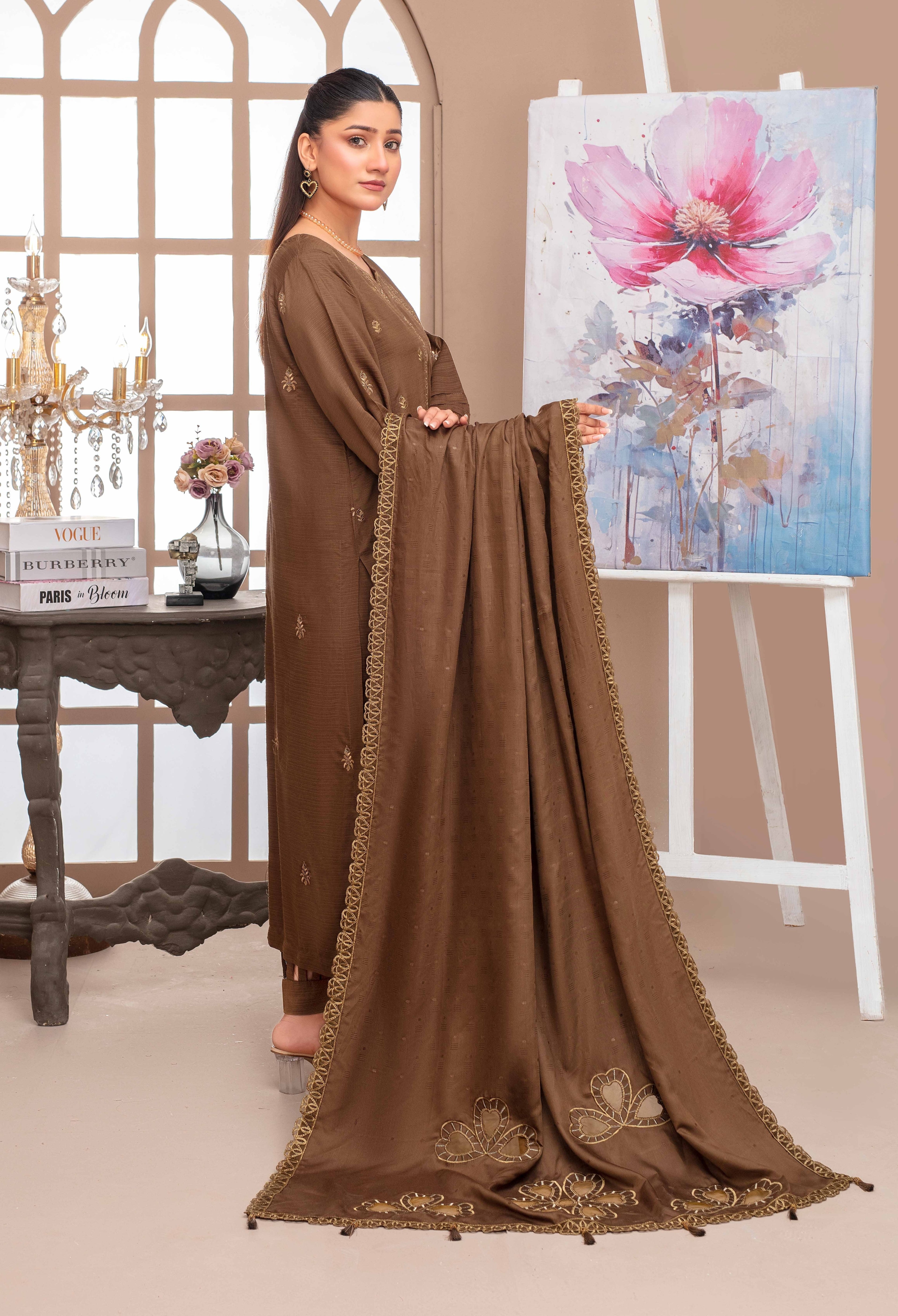 RAKHNA Rainbow – Premium Dyed Stripe Viscose Embroidered 3-Piece Suit