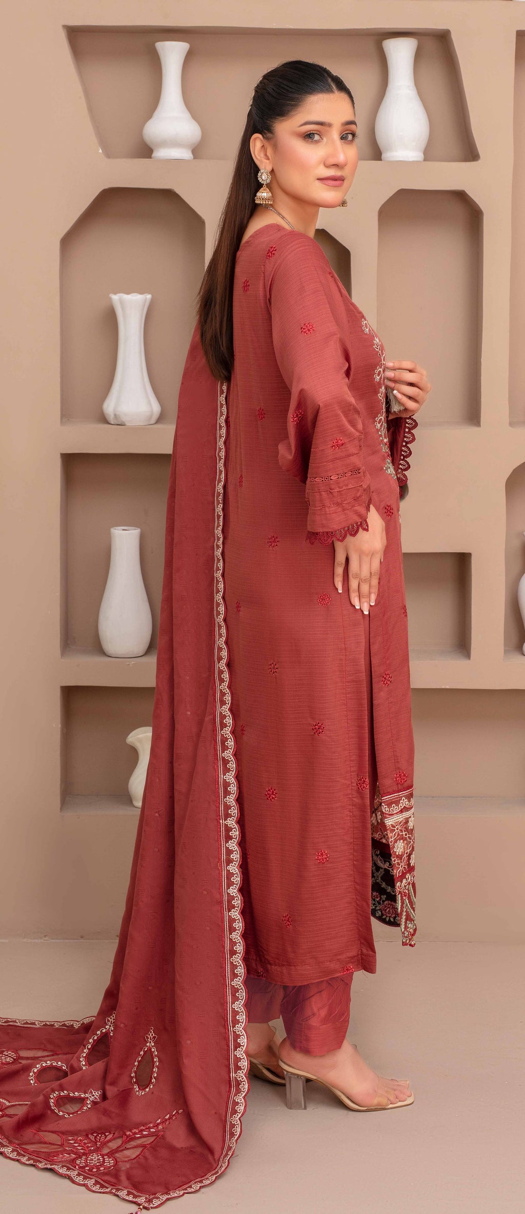 RAKHNA Rainbow – Premium Dyed Stripe Viscose Embroidered 3-Piece Suit