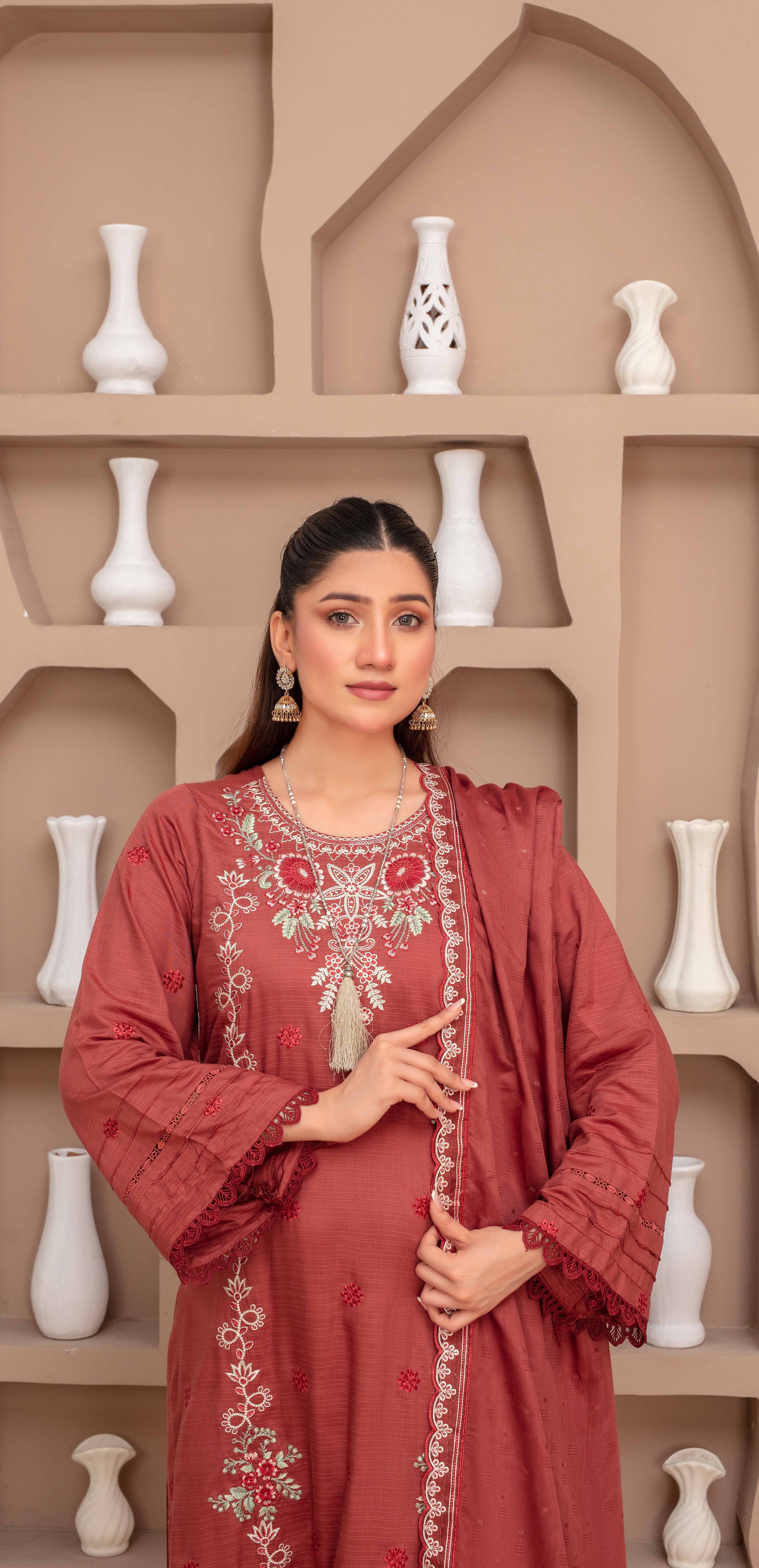 RAKHNA Rainbow – Premium Dyed Stripe Viscose Embroidered 3-Piece Suit