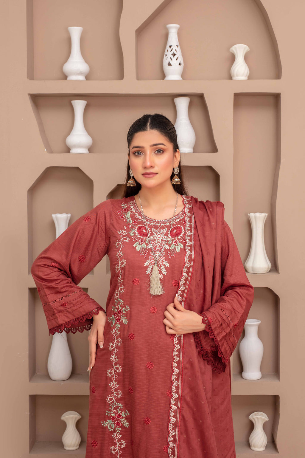 RAKHNA Rainbow – Premium Dyed Stripe Viscose Embroidered 3-Piece Suit