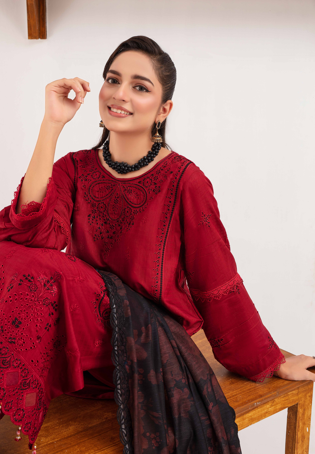 RAKHNA Zamna Exclusive Viscose Embroidered Suit (3-Piece)