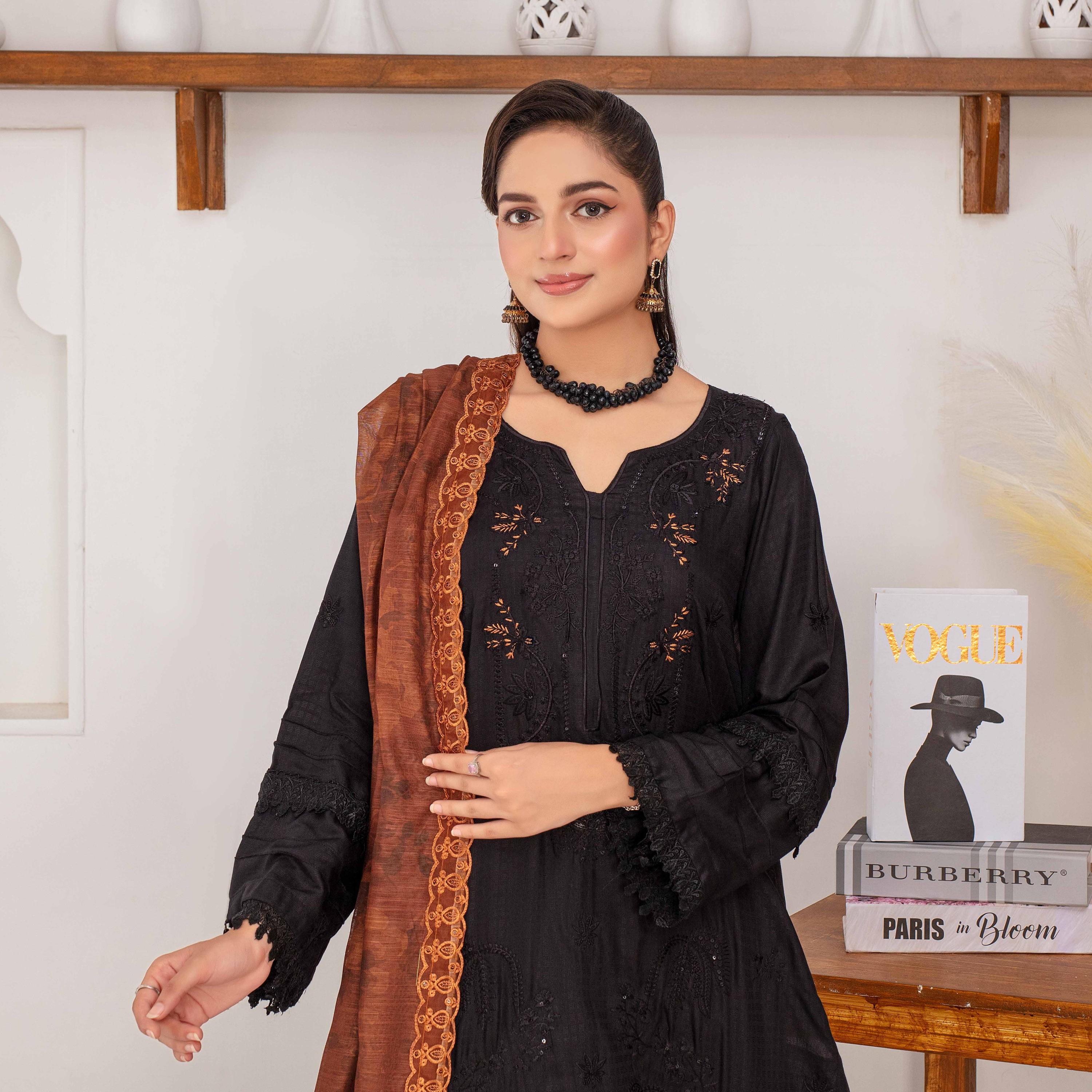 RAKHNA Zamna Exclusive Viscose Embroidered Suit (3-Piece)