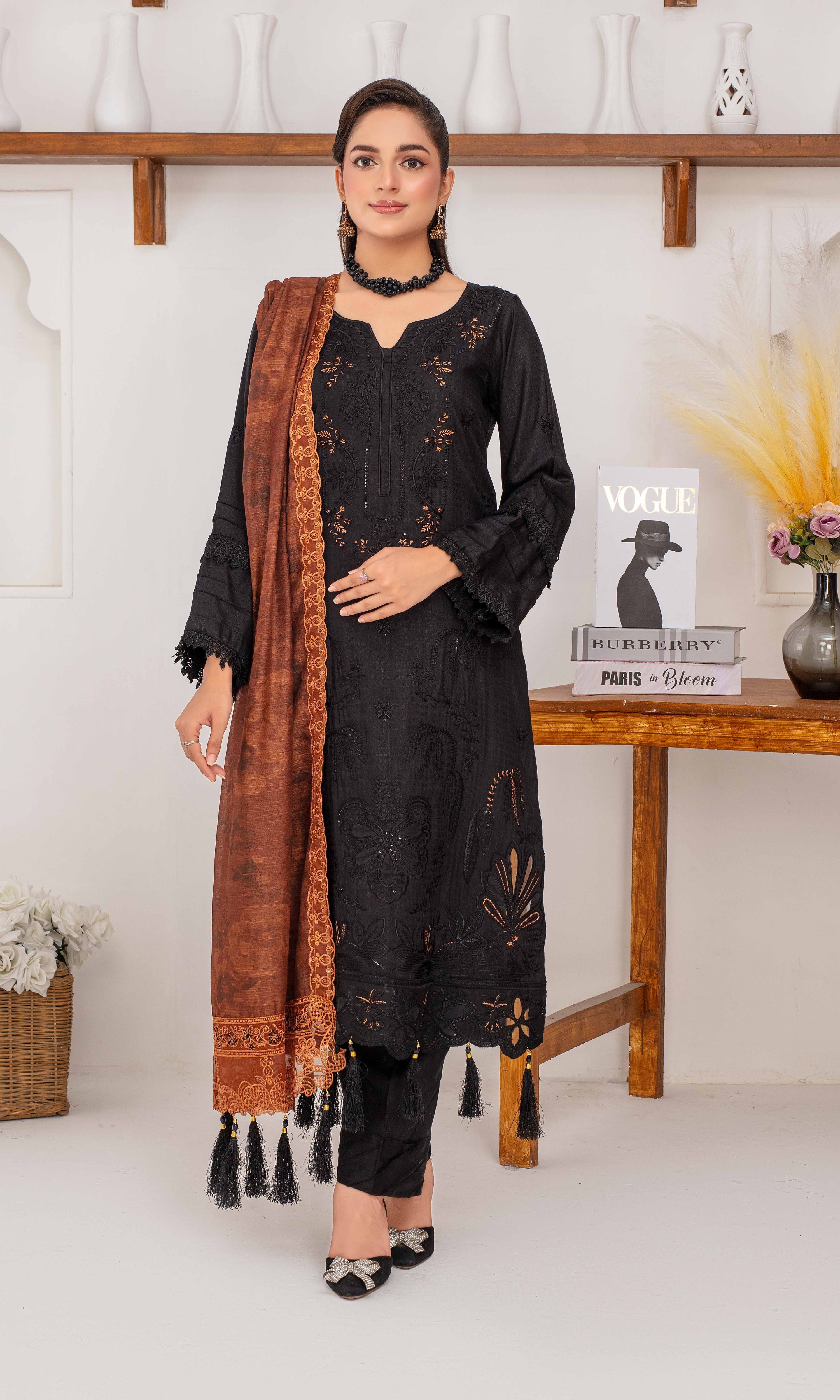 RAKHNA Zamna Exclusive Viscose Embroidered Suit (3-Piece)