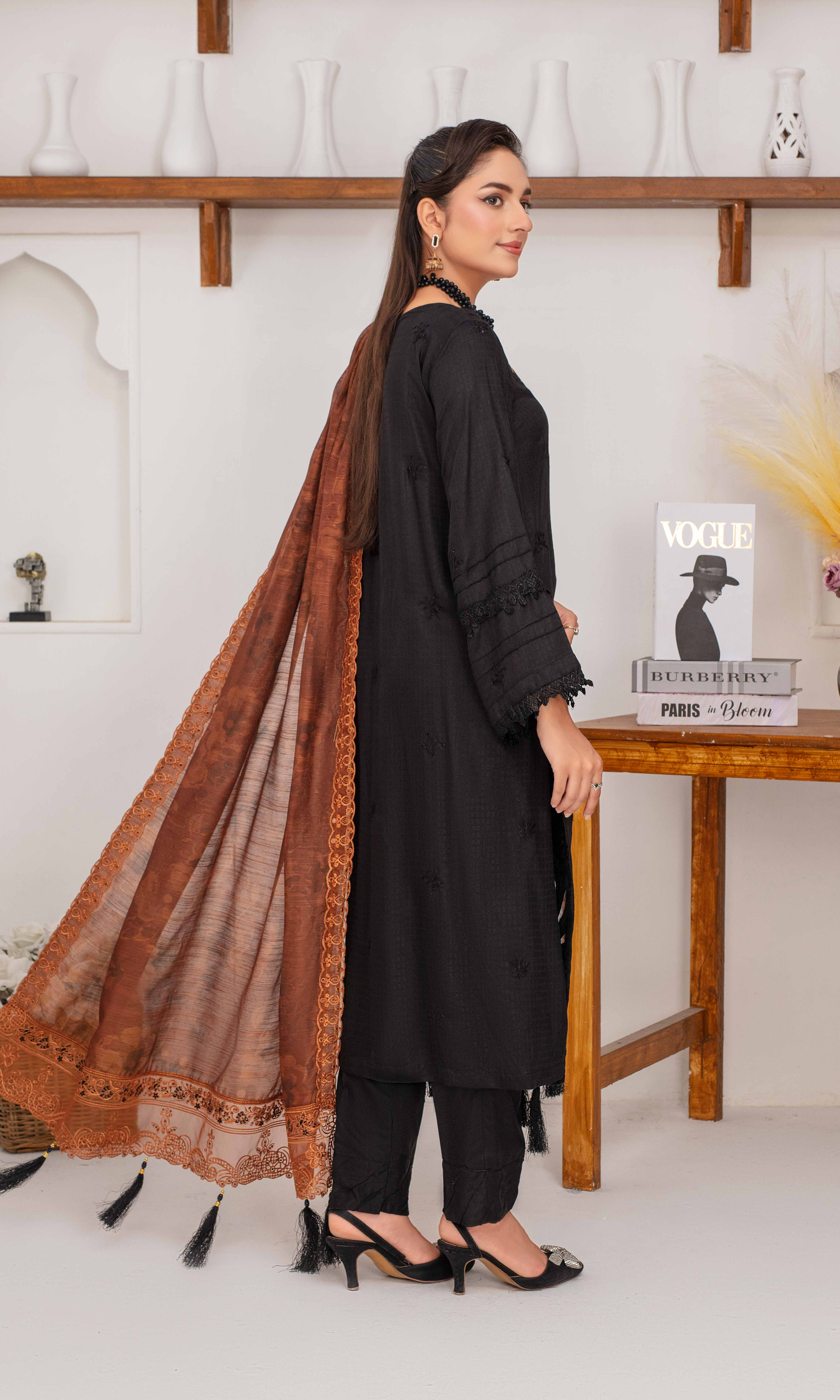 RAKHNA Zamna Exclusive Viscose Embroidered Suit (3-Piece)