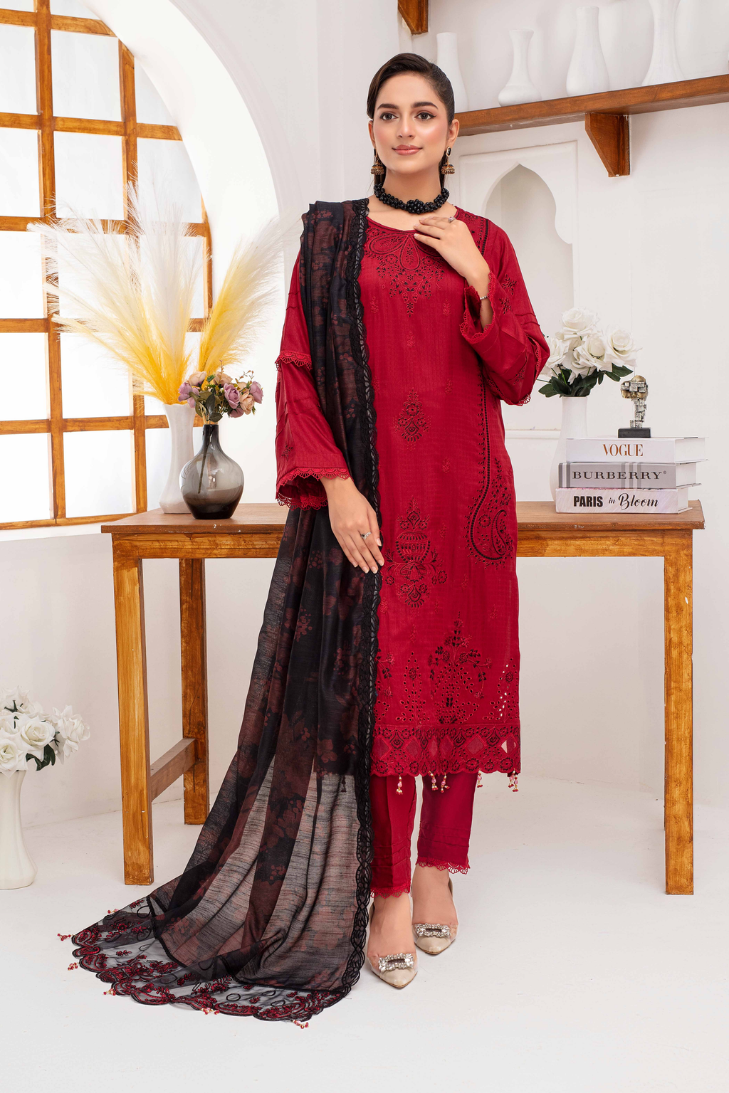 RAKHNA Zamna Exclusive Viscose Embroidered Suit (3-Piece)