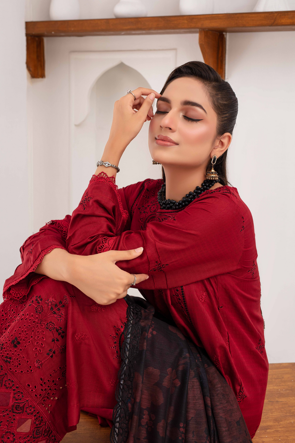 RAKHNA Zamna Exclusive Viscose Embroidered Suit (3-Piece)